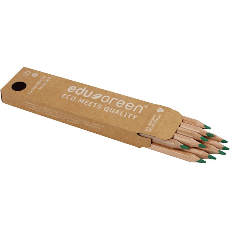Edugreen Kraftige Farveblyanter, mine 5 mm, gr&oslash;n, 10 stk./ 1 pk.