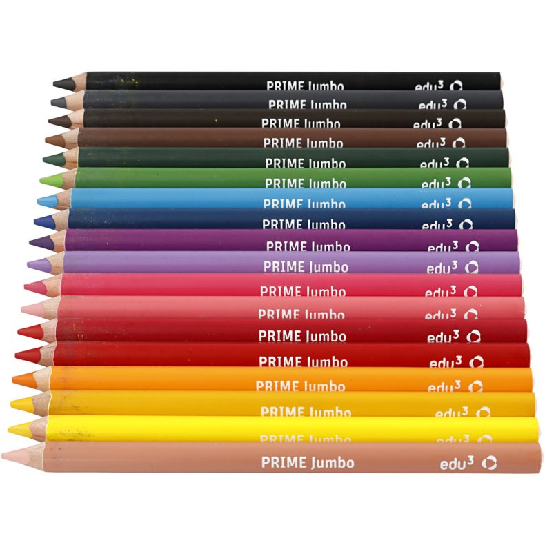 edu Kraftige Farveblyanter, tykkelse 10 mm, mine 6,25 mm, ass. farver, 18 stk./ 1 pk.