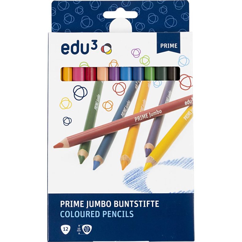 edu Kraftige Farveblyanter, tykkelse 10 mm, mine 6,25 mm, ass. farver, 12 stk./ 1 pk.
