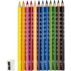 edu Jumbo Farveblyanter, tykkelse 10 mm, mine 5 mm, ass. farver, 12 stk./ 1 pk.