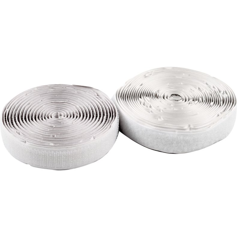 Burreb&aring;nd, selvkl&aelig;bende, B: 20 mm, hvid, 5 m/ 1 rl.