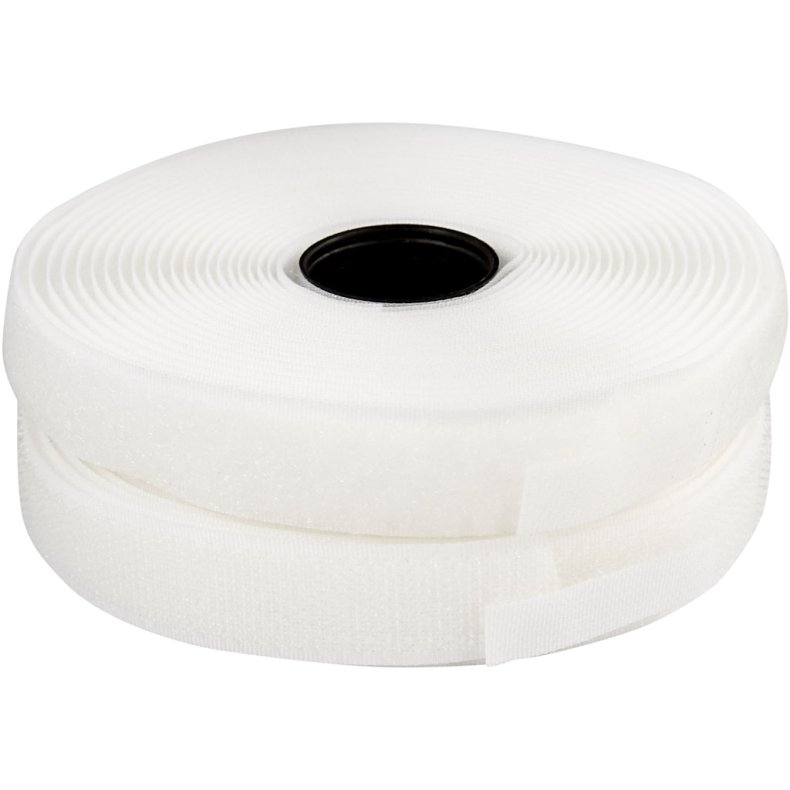 Burreb&aring;nd, B: 20 mm, hvid, 5 m/ 1 rl.
