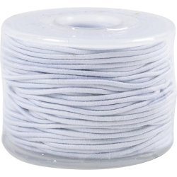 Elastiksnor, tykkelse 1 mm, hvid, 25 m/ 1 rl.