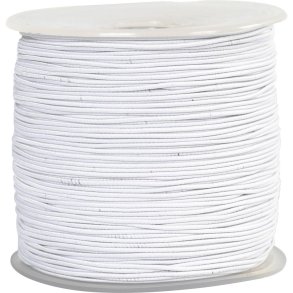 Elastiksnor, tykkelse 1 mm, hvid, 250 m/ 1 rl.