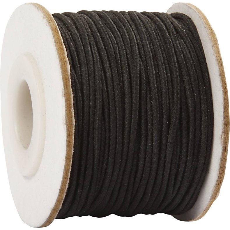 Elastiksnor, tykkelse 1 mm, sort, 25 m/ 1 rl.
