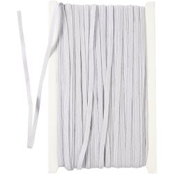 Elastikb&aring;nd, B: 6 mm, hvid, 50 m/ 1 rl.