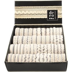 Dekorationsb&aring;nd, B: 6-18 mm, creme, 56x0.90 m/ 1 pk.