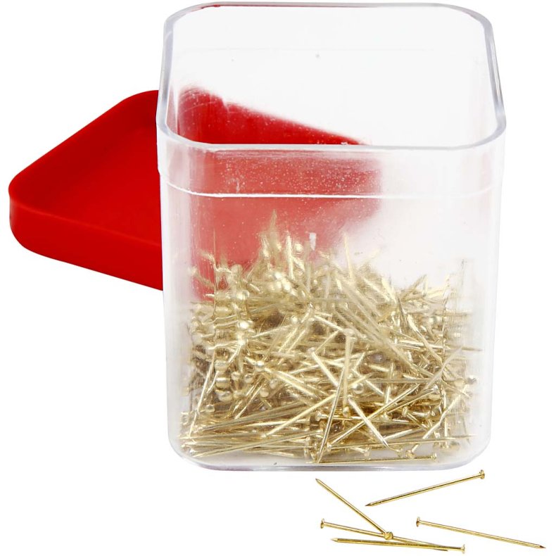 Knappen&aring;le, L: 16 mm, tykkelse 0,65 mm, ca. 500 stk., guld, 35 g/ 1 pk.