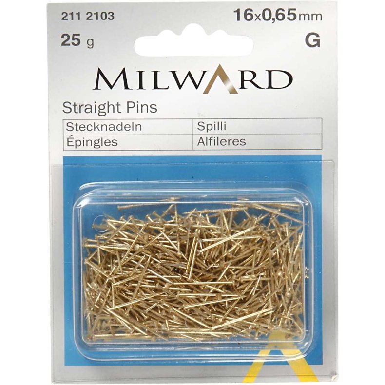 Knappen&aring;le, L: 16 mm, tykkelse 0,65 mm, ca. 500 stk., guld, 35 g/ 1 pk.