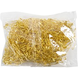 Sikkerhedsn&aring;le, L: 22 mm, tykkelse 0,6 mm, guld, 500 stk./ 1 pk.