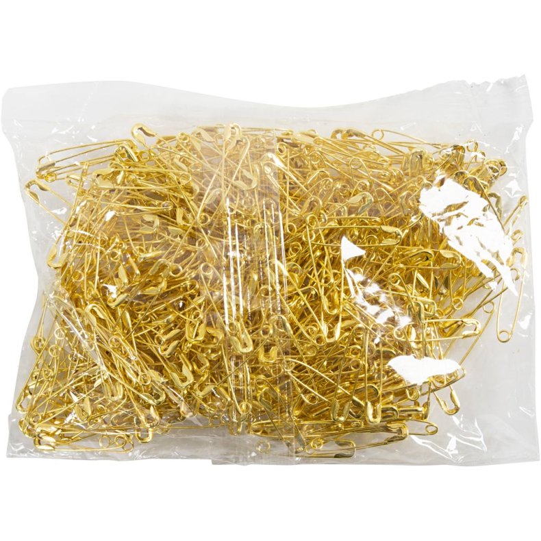 Sikkerhedsn&aring;le, L: 22 mm, tykkelse 0,6 mm, guld, 500 stk./ 1 pk.