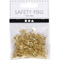 Sikkerhedsn&aring;le, L: 22 mm, tykkelse 0,6 mm, guld, 100 stk./ 1 pk.