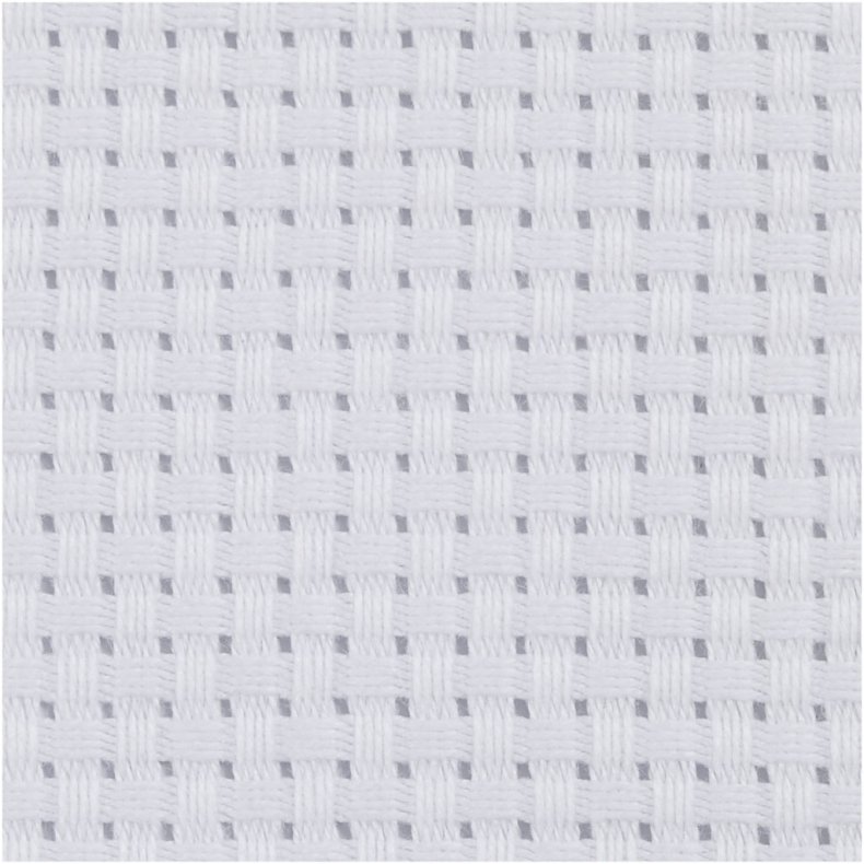 Aidastof, str. 50x50 cm, 35 tern pr. 10 cm, hvid, 1 stk.