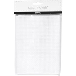 Aidastof, str. 50x50 cm, 35 tern pr. 10 cm, hvid, 1 stk.