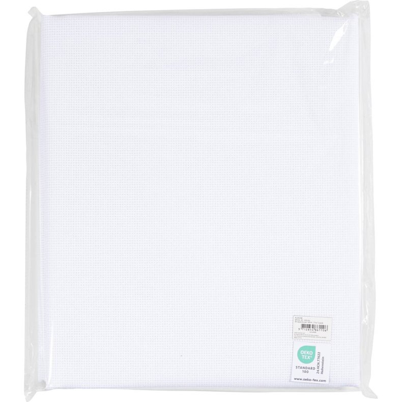 Aidastof, B: 150 cm, 35 tern pr. 10 cm, hvid, 3 m/ 1 pk.
