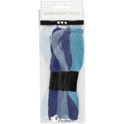 Broderigarn, tykkelse 1 mm, bl&aring; harmoni, 6 bdt./ 1 pk.