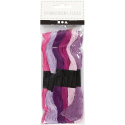 Broderigarn, tykkelse 1 mm, lilla, 6 bdt./ 1 pk.