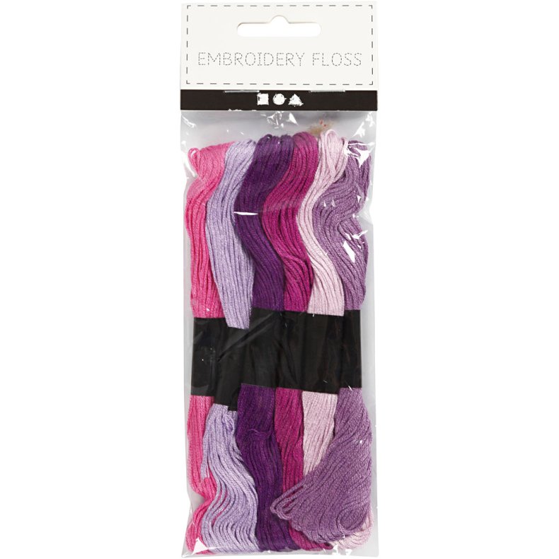 Broderigarn, tykkelse 1 mm, lilla, 6 bdt./ 1 pk.