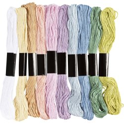 Broderigarn, tykkelse 1 mm, pastelfarver, 10x8 m/ 1 pk.