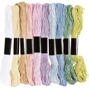 Broderigarn, tykkelse 1 mm, pastelfarver, 10x8 m/ 1 pk.