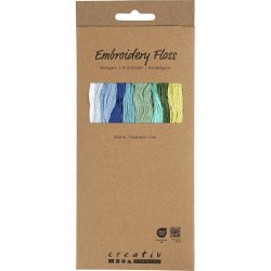 Broderigarn, tykkelse 1 mm, bl&aring;/gr&oslash;n harmoni, 10x8 m/ 1 pk.