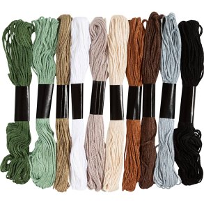Broderigarn, tykkelse 1 mm, Naturfarver, 10x8 m/ 1 pk.