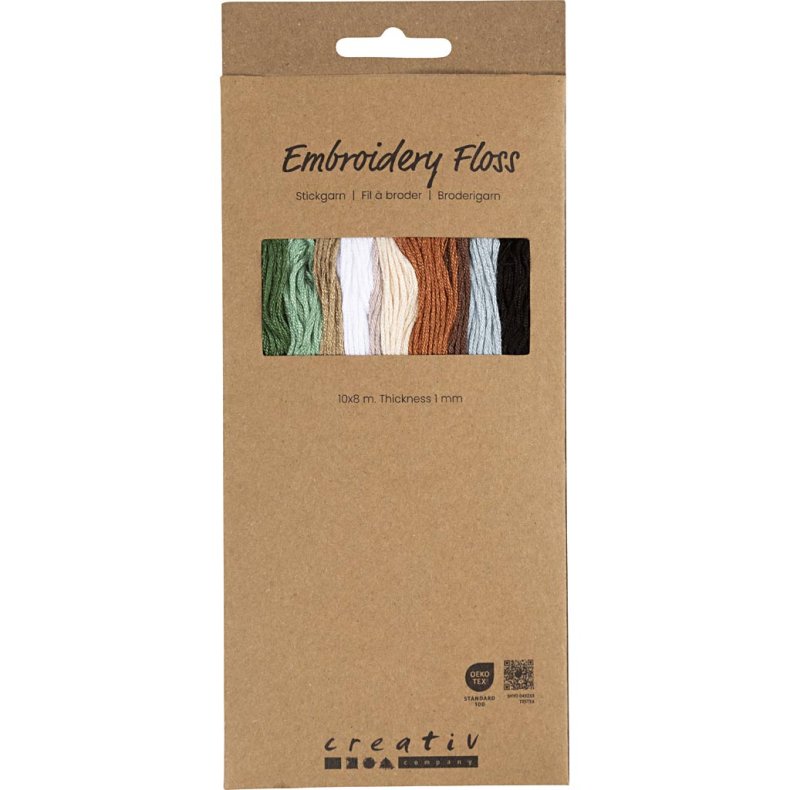 Broderigarn, tykkelse 1 mm, Naturfarver, 10x8 m/ 1 pk.