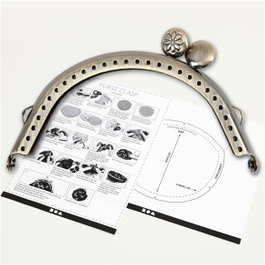 Bøjle til pung, str. 8 cm, børstet messing, 1 stk.