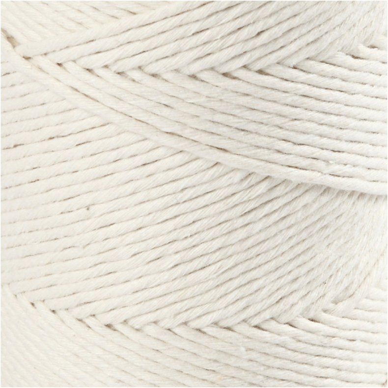 Macram&eacute; Snor, L: 198 M, diam. 2 mm, r&aring;hvid, 330 g/ 1 rl.