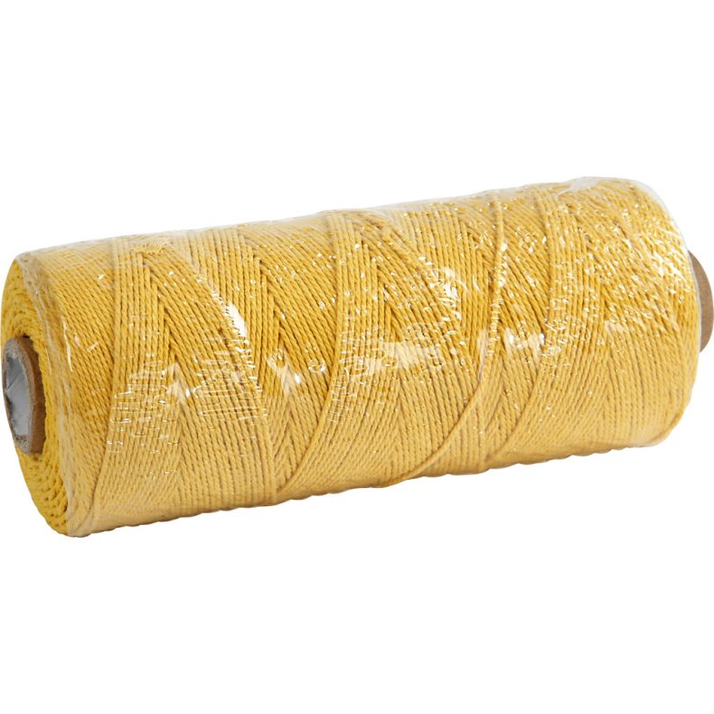 Knyttegarn, L: 315 M, tykkelse 1 mm, Tynd kvalitet 12/12, gul, 220 g/ 1 ngl.
