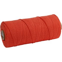 Knyttegarn, L: 315 M, tykkelse 1 mm, Tynd kvalitet 12/12, orange, 220 g/ 1 ngl.