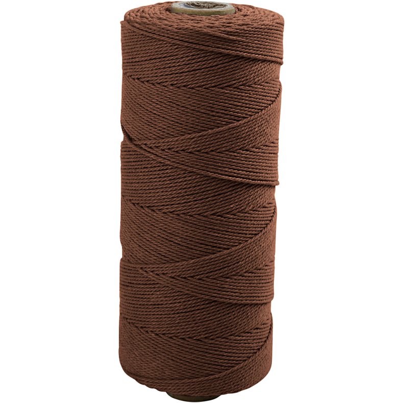 Knyttegarn, L: 315 M, tykkelse 1 mm, Tynd kvalitet 12/12, brun, 220 g/ 1 ngl.
