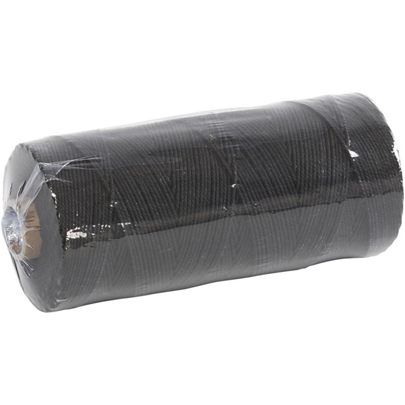 Knyttegarn, L: 315 M, tykkelse 1 mm, Tynd kvalitet 12/12, sort, 220 g/ 1 ngl.