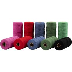 Knyttegarn, L: 315 M, tykkelse 1 mm, Tynd kvalitet 12/12, st&aelig;rke farver, 10x220 g/ 1 pk.