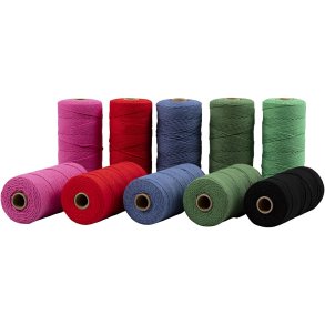 Knyttegarn, L: 315 M, tykkelse 1 mm, Tynd kvalitet 12/12, stærke farver, 10x220 g/ 1 pk.