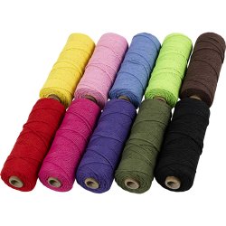Knyttegarn, L: 100 m, tykkelse 2 mm, Tyk kvalitet 12/36, st&aelig;rke farver, 10x225 g/ 1 pk.