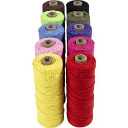 Knyttegarn, L: 100 m, tykkelse 2 mm, Tyk kvalitet 12/36, st&aelig;rke farver, 10x225 g/ 1 pk.