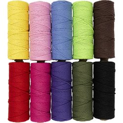 Knyttegarn, L: 100 m, tykkelse 2 mm, Tyk kvalitet 12/36, st&aelig;rke farver, 10x225 g/ 1 pk.