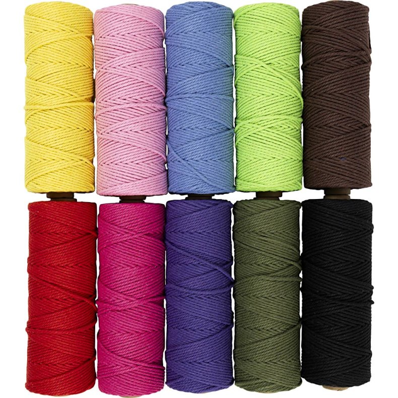 Knyttegarn, L: 100 m, tykkelse 2 mm, Tyk kvalitet 12/36, st&aelig;rke farver, 10x225 g/ 1 pk.