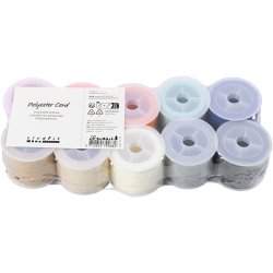 Polyester snor, tykkelse 0,6 mm, colorful, 10x50 m/ 1 pk.