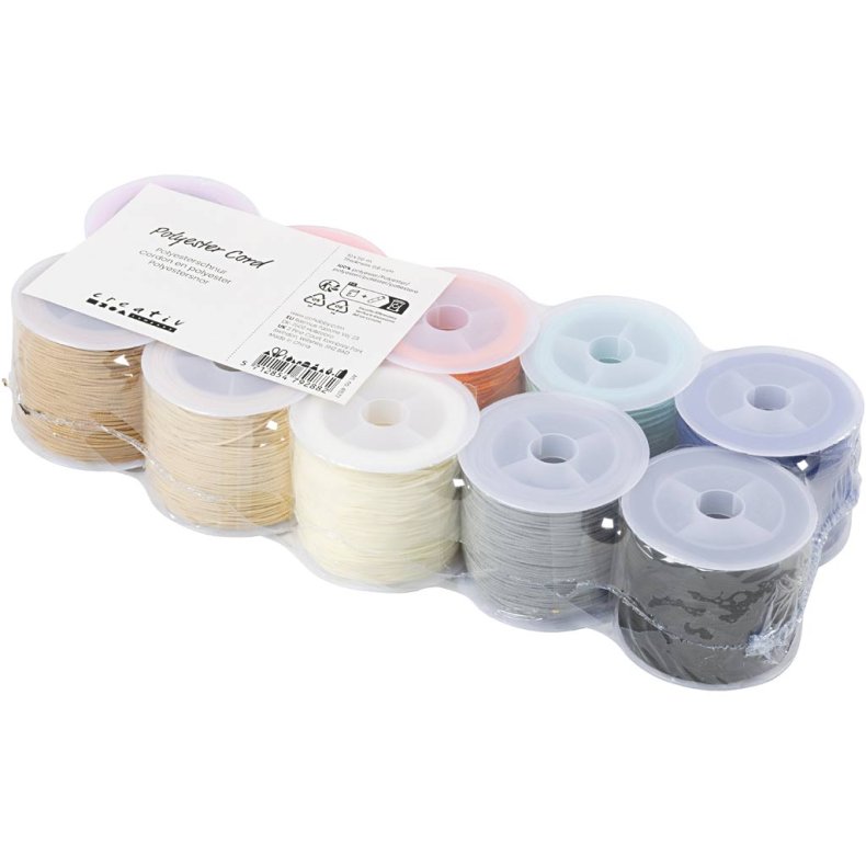 Polyester snor, tykkelse 0,6 mm, colorful, 10x50 m/ 1 pk.