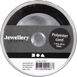 Polyester snor, tykkelse 1 mm, sort, 50 m/ 1 rl.