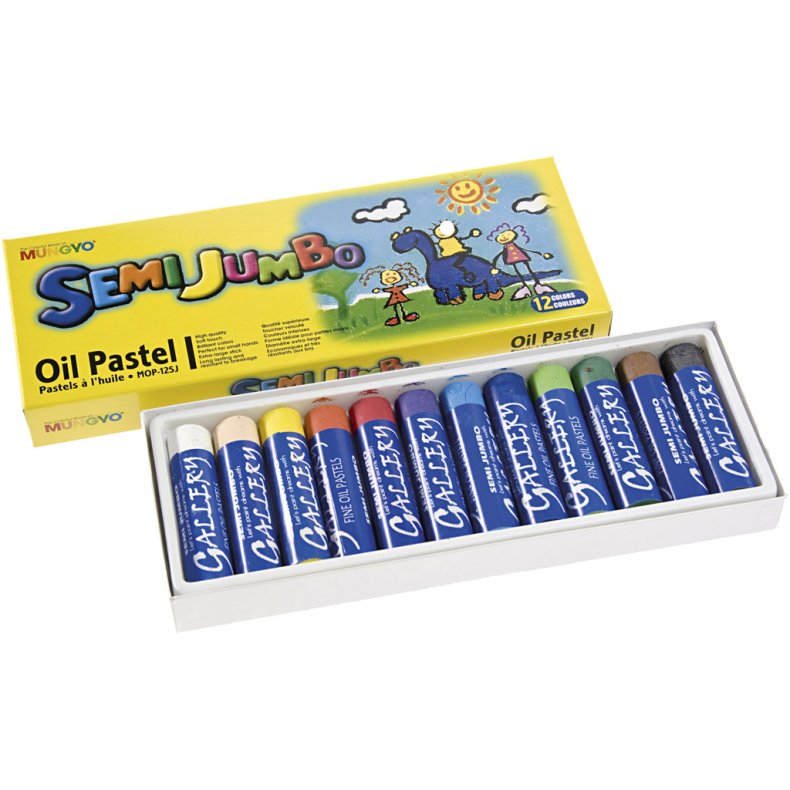 Mungyo Maxi oliepastel, tykkelse 17 mm, ass. farver, 12 stk./ 1 pk.