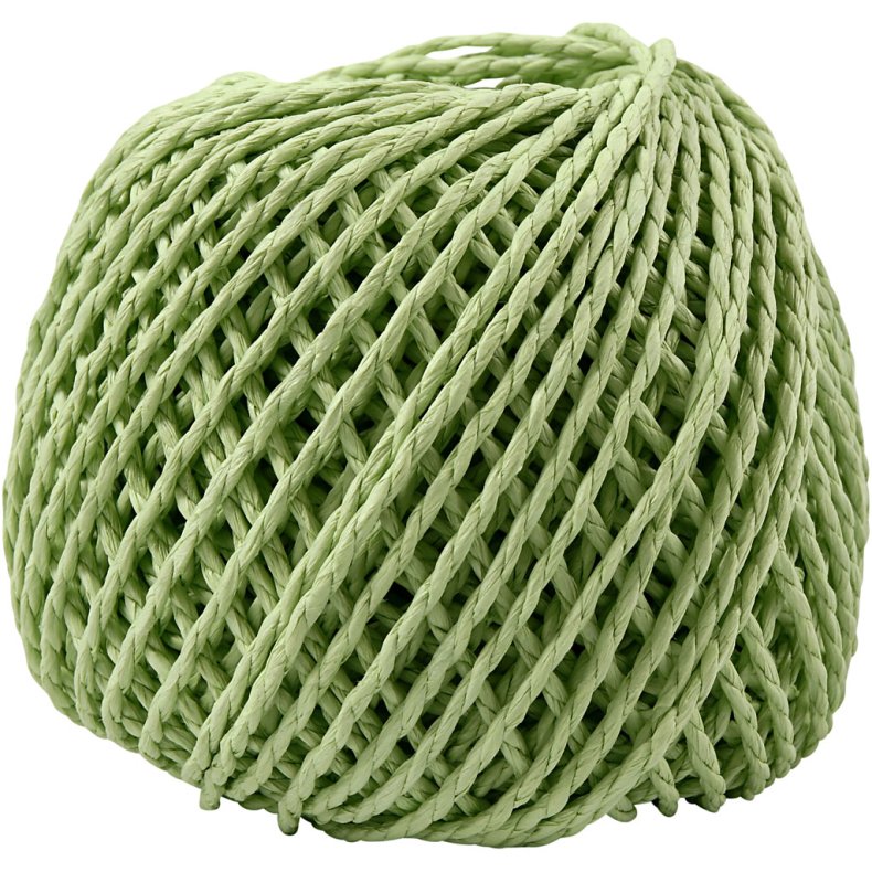 Papirgarn, tykkelse 2,5-3 mm, lys gr&oslash;n, 40m/ 1 ngl., 150 g