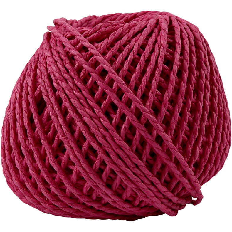 Papirgarn, tykkelse 2,5-3 mm, pink, 40m/ 1 ngl., 150 g