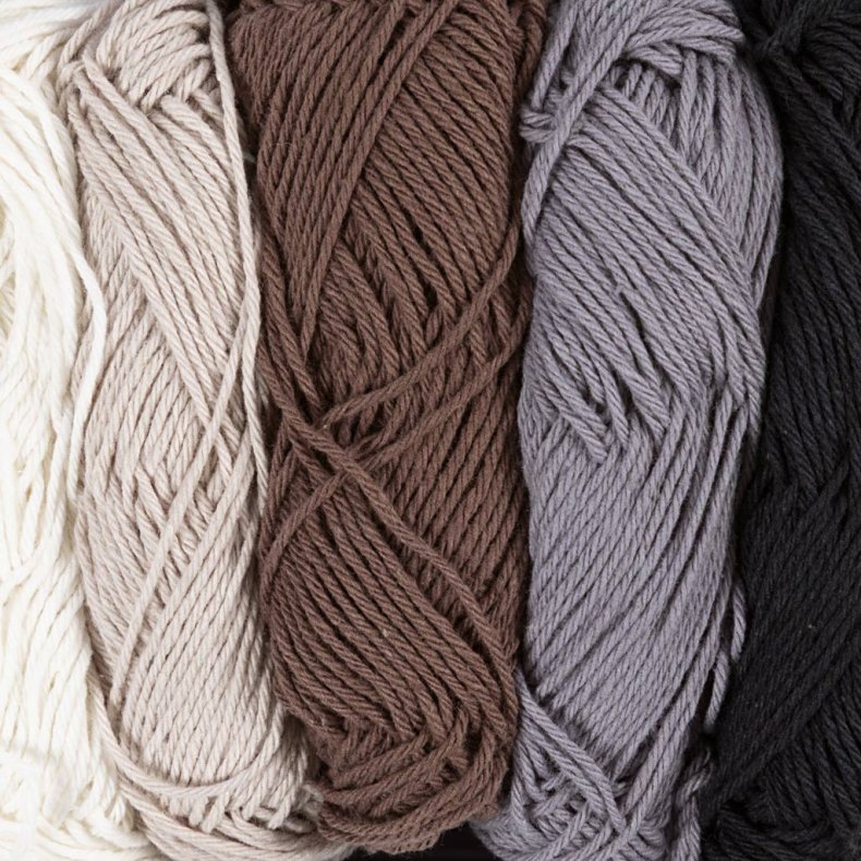 Bomuldsgarn, nr. 8/4, L: 5x50 M, Naturfarver, 5x20 g/ 1 pk.