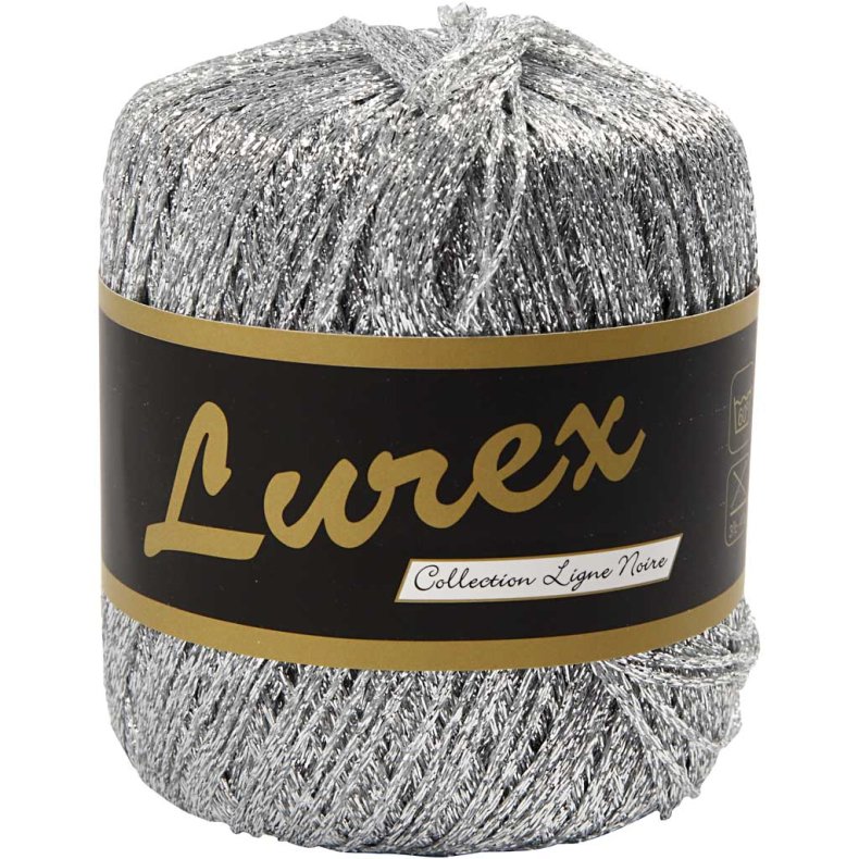 Lurex Garn, L: 160 m, s&oslash;lv, 25g/ 1 ngl.