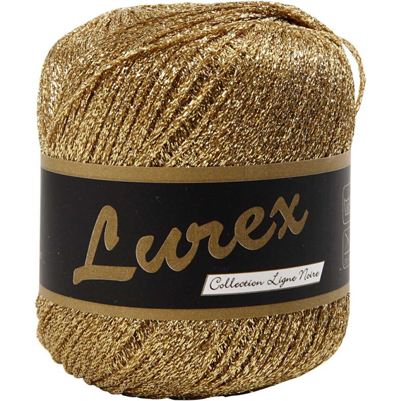 Lurex Garn, L: 160 m, guld, 25g/ 1 ngl.