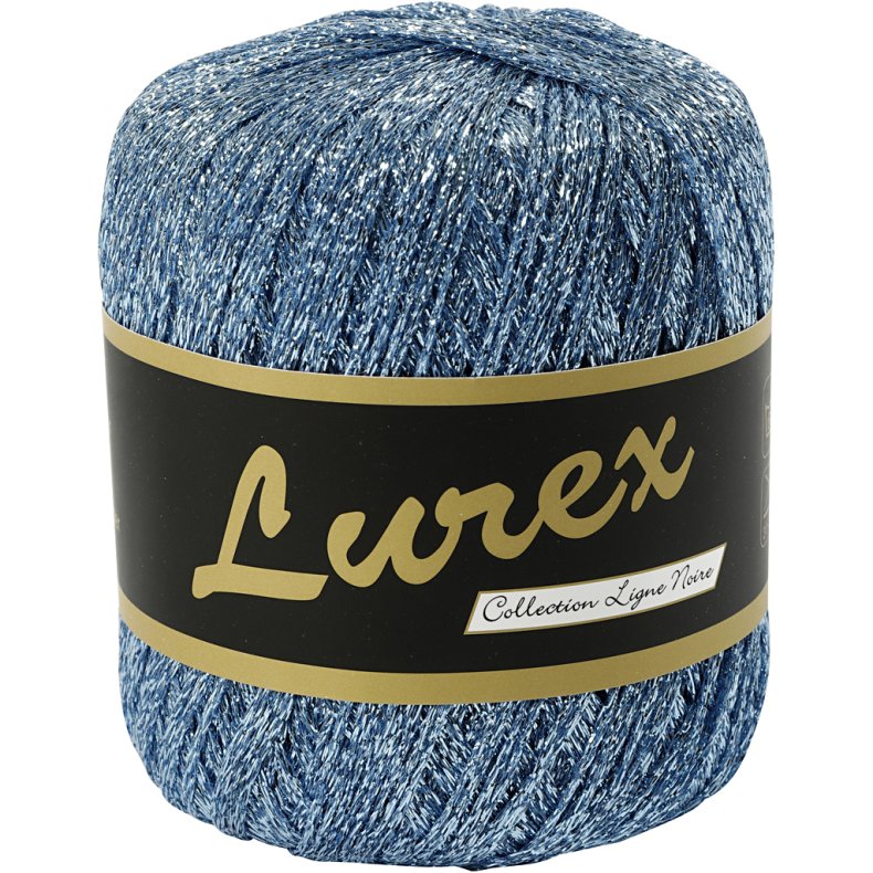 Lurex Garn, L: 160 m, lysebl&aring;, 25g/ 1 ngl.