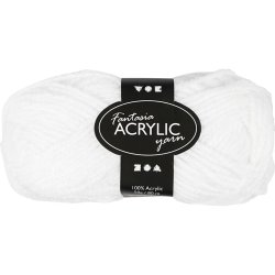 Fantasia Polyacrylgarn, L: 80 m, pind 4,5-5, hvid, 50 g/ 1 ngl.